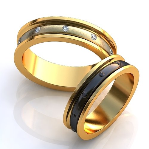 Обручальные кольца с дорожкой бриллиантов - фото