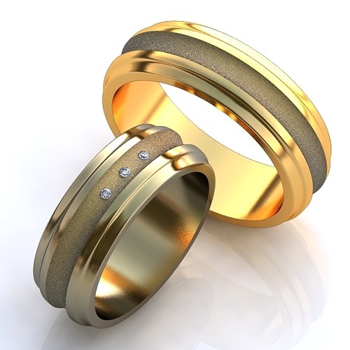 Обручальные кольца с матированием и бриллиантами - фото