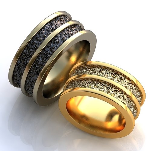 Широкие обручальные кольца без камней  - фото