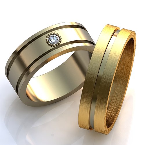 Обручальные кольца с одним бриллиантом - фото