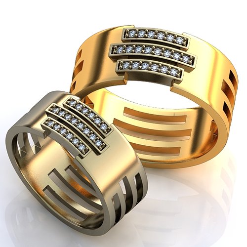 Обручальные кольца с бриллиантами Линии жизни - фото