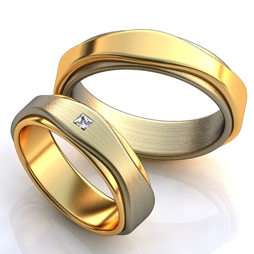 Обручальные кольца с квадратным бриллиантом - фото