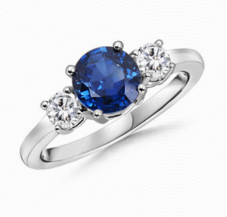 Кольцо для помолвки с бриллиантом и корунд сапфиром - фото
