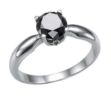 Кольцо для помолвки с черным бриллиантом - фото