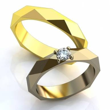 Обручальные кольца с бриллиантом - фото