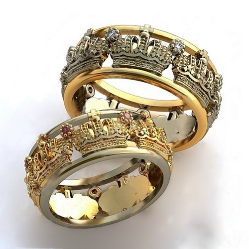 Обручальные кольца Царство с рубинами - фото