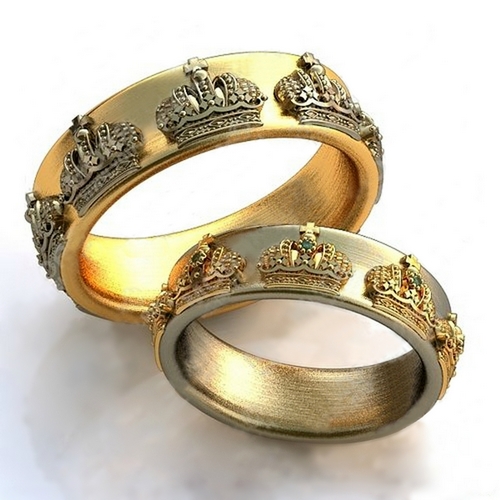 Обручальные кольца Династия с изумрудами - фото