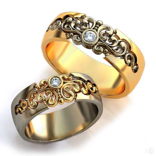 Обручальные кольца с бриллиантами - фото