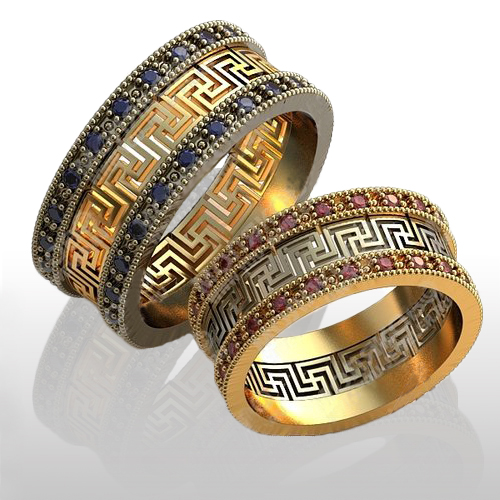 Обручальные кольца со славянским орнаментом - фото