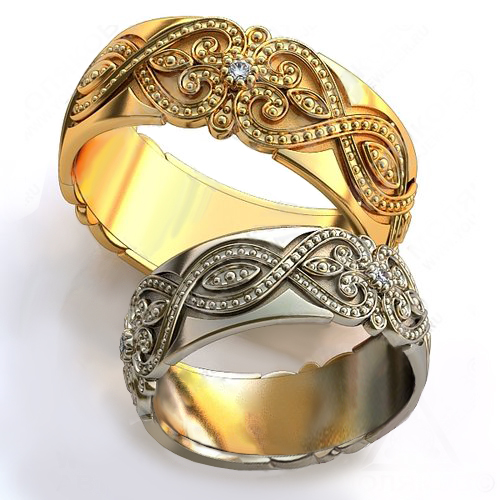 Обручальные кольца с бриллиантами - фото
