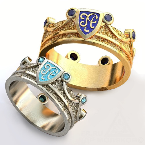 Обручальные кольца с гербом семьи - фото