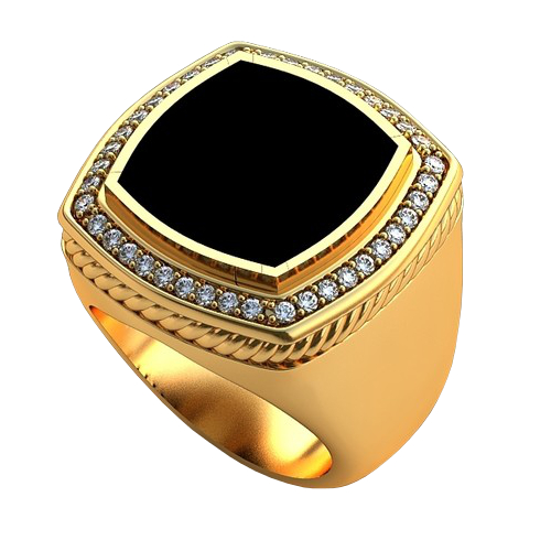 Перстень Хозяин жизни с ониксом и бриллиантами - фото