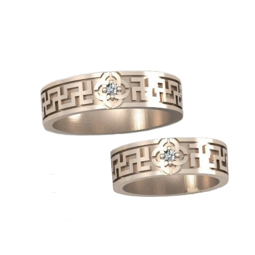 Славянские обручальные кольца с символом Свадебник  - фото