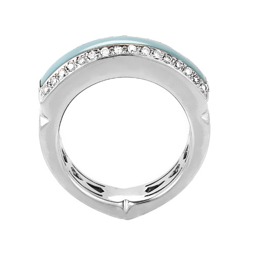 Обручальное кольцо с бирюзой и фианитами - фото