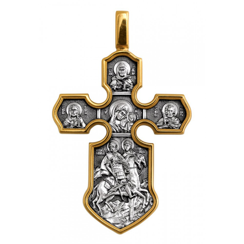 Распятие. Казанская икона Божией Матери с предстоящими святыми - фото