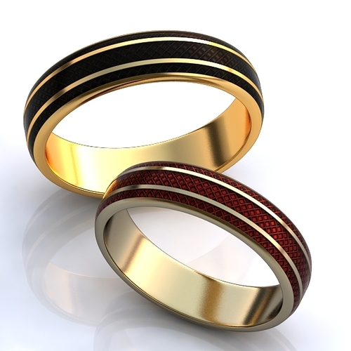 Обручальные кольца с эмалью - фото