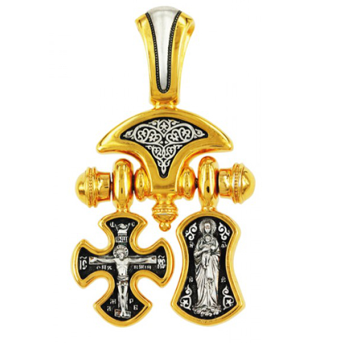 Подвеска: православный крест Распятие. Хризма - фото