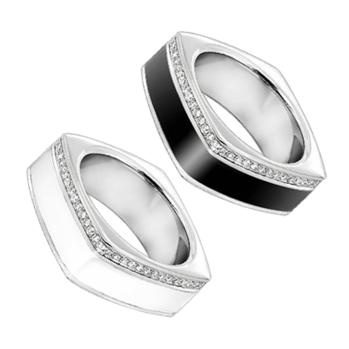 Обручальные кольца с эмалью и бриллиантами - фото