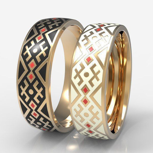 Обручальные кольца с орнаментом - фото