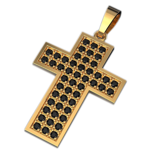 Крест с черными бриллиантами - фото